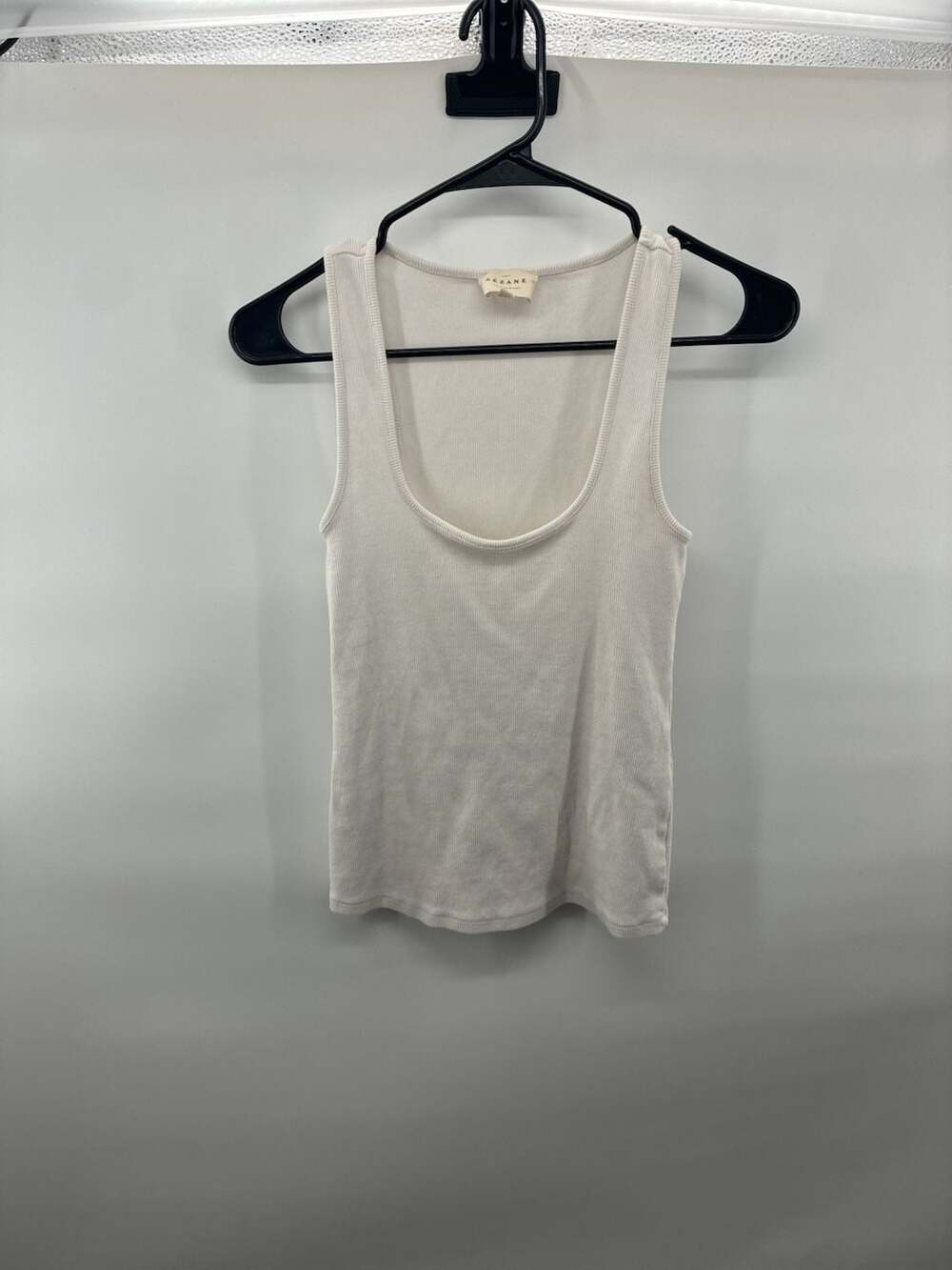 Sézane Scoop Neck Ribbed Tank Top Size M Off White Organic Cotton
